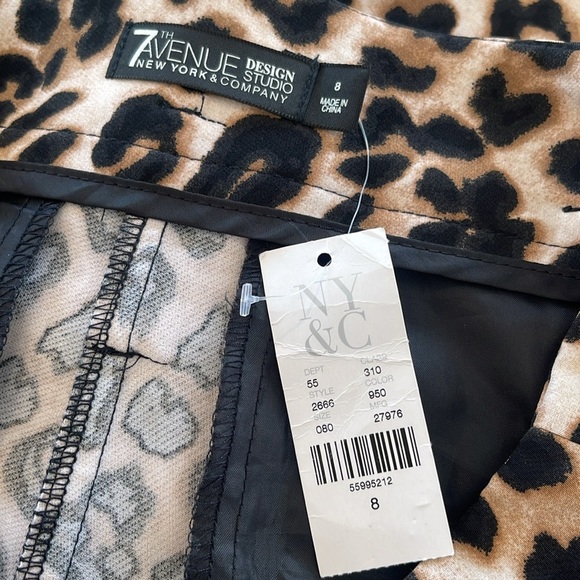 NWT 7th Avenue Design Studio NY&C Women’s Leopard Print Trousers - Size 8 - Picture 5 of 10
